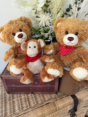Teddy Till 33cm Soft Plush Children's Teddy Bear - Honey with Red Neckerchief