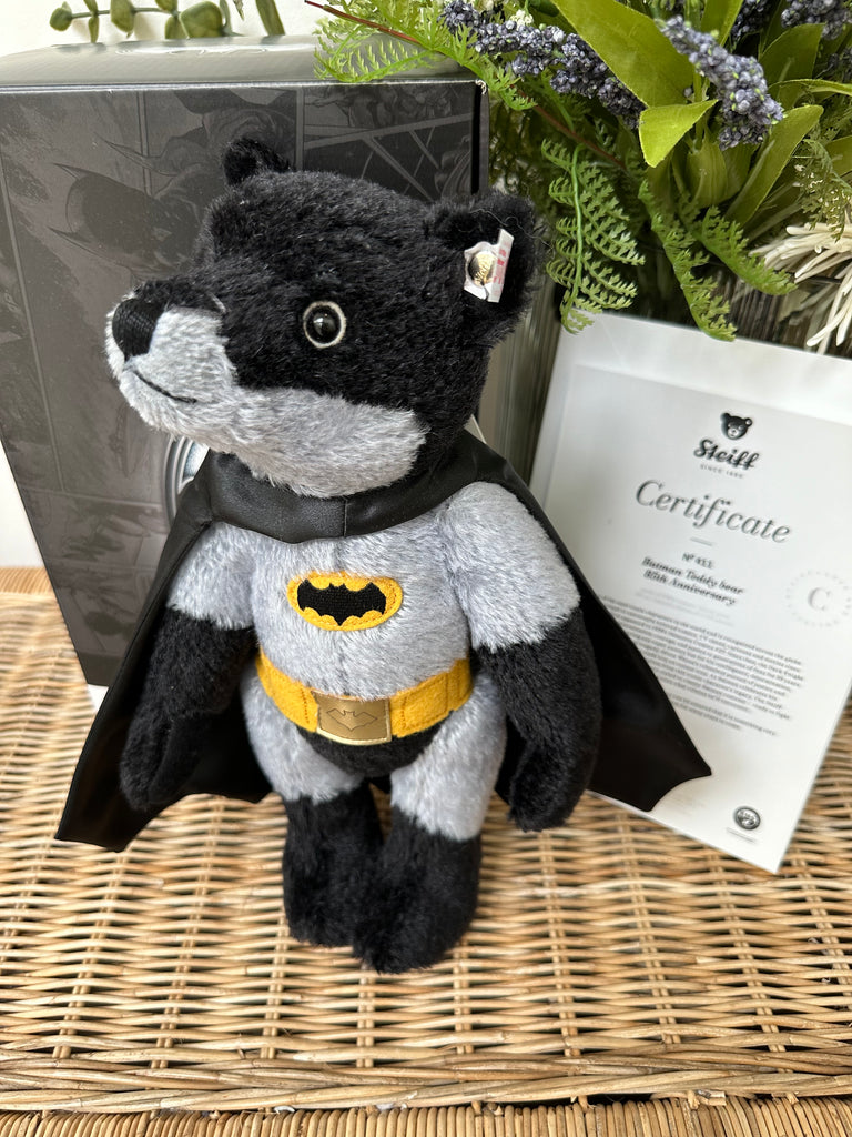 Batman Riding Bear Batman Teddy Bear 85th Anniversary Steiff Collectable No 411 – Lovely Bears