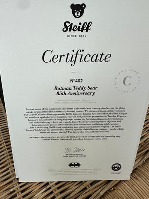 Batman Teddy Bear 85th Anniversary Steiff Collectable No 402