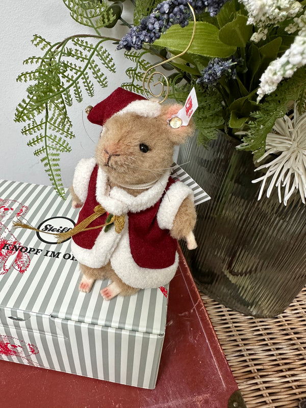 Santa Mouse Miniature Steiff Christmas Decoration Limited Edition Ornament No 1322