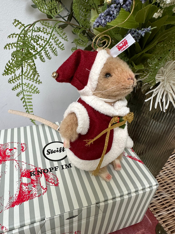 Santa Mouse Miniature Steiff Christmas Decoration Limited Edition Ornament No 1322