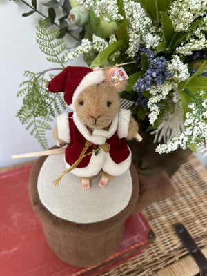 Santa Mouse Miniature Steiff Christmas Decoration Limited Edition Ornament No 1322