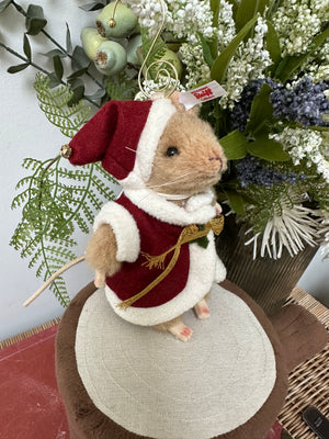 Santa Mouse Miniature Steiff Christmas Decoration Limited Edition Ornament No 1322