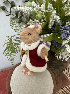 Santa Mouse Miniature Steiff Christmas Decoration Limited Edition Ornament No 1322