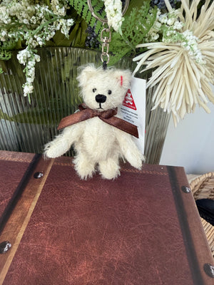 Menzel White Mohair jointed Teddy Bear Key Ring Bag Charm