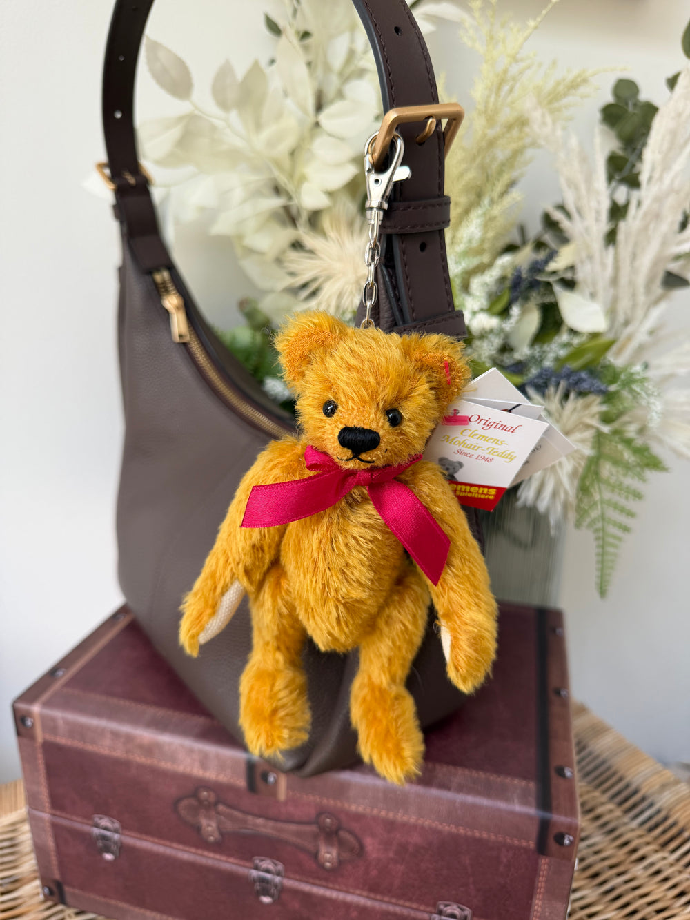 Clever Teddy Tomke Clemens Honey Mohair Plush Key Ring  / Coin Purse