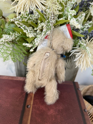 Clever Teddy Jaron Clemens Grey Mohair Plush Key Ring  / Coin Purse