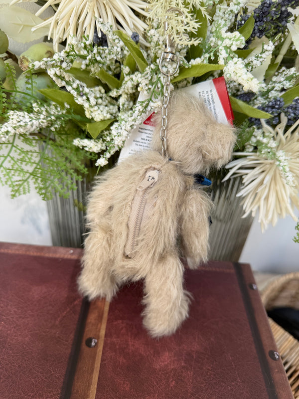 Clever Teddy Jaron Clemens Grey Mohair Plush Key Ring  / Coin Purse