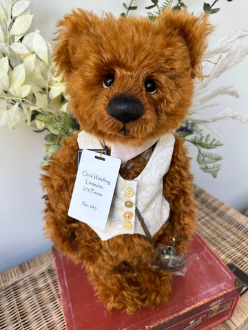 Clock Watching Limited Edition Collectable standing Teddy Bear No 240