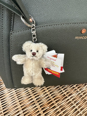 Nostalgia 8cm Key Ring Light Grey Miniature Mohair Teddy Bear Bag Charm