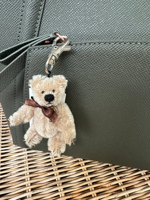Hugo Key Ring Miniature Teddy Bear Beige Mohair Key Ring.