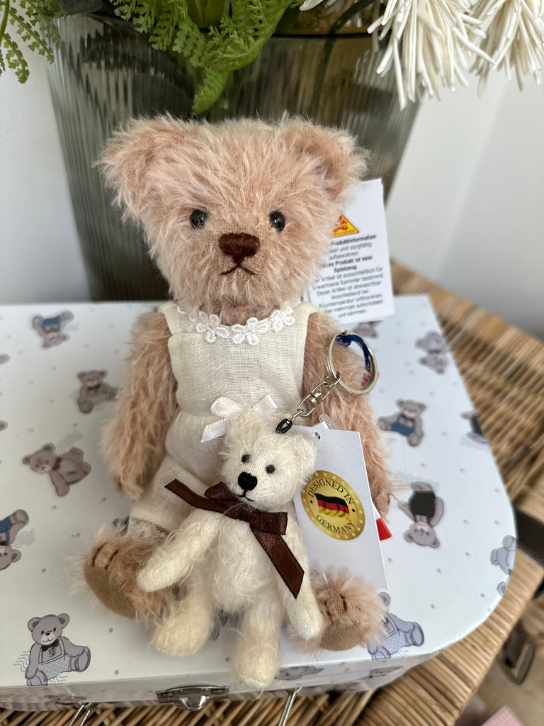Menzel White Mohair jointed Teddy Bear Key Ring Bag Charm – Lovely Bears