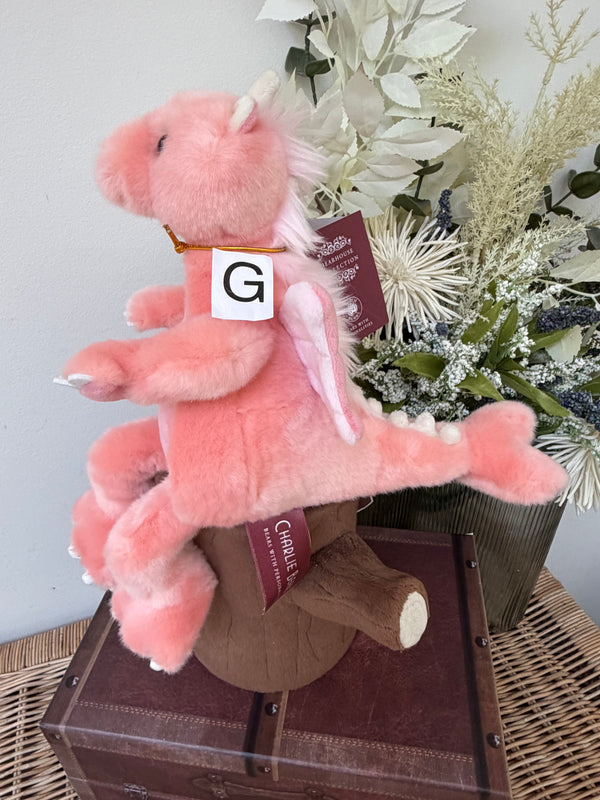 Hearts Charlie Bears Bearhouse Small Plush Pink Dragon