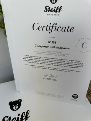 Teddy Bear with Snowman Steiff Limited Edition Christmas New Release No 252
