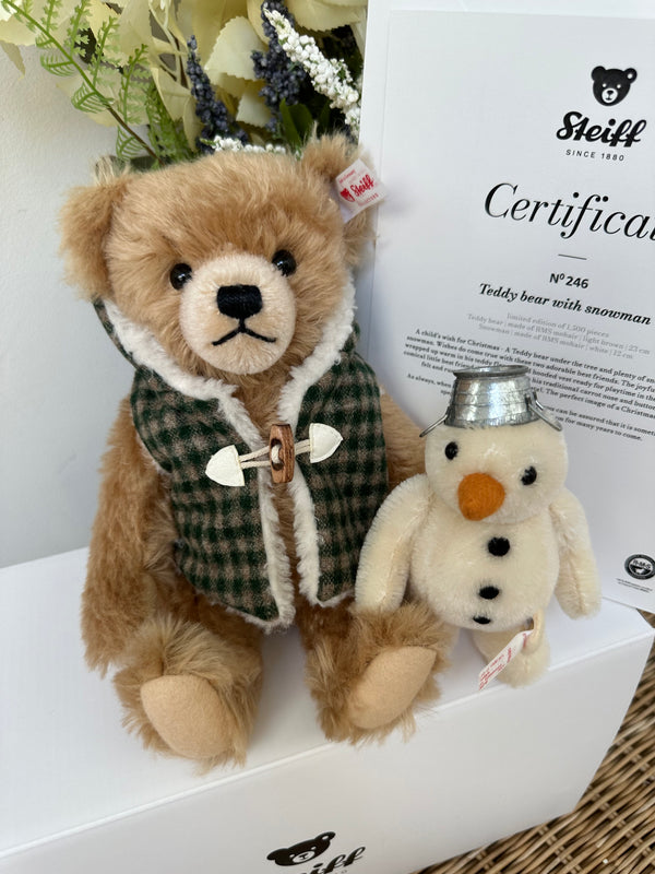 Teddy Bear with Snowman Steiff Limited Edition Christmas New Release No 246