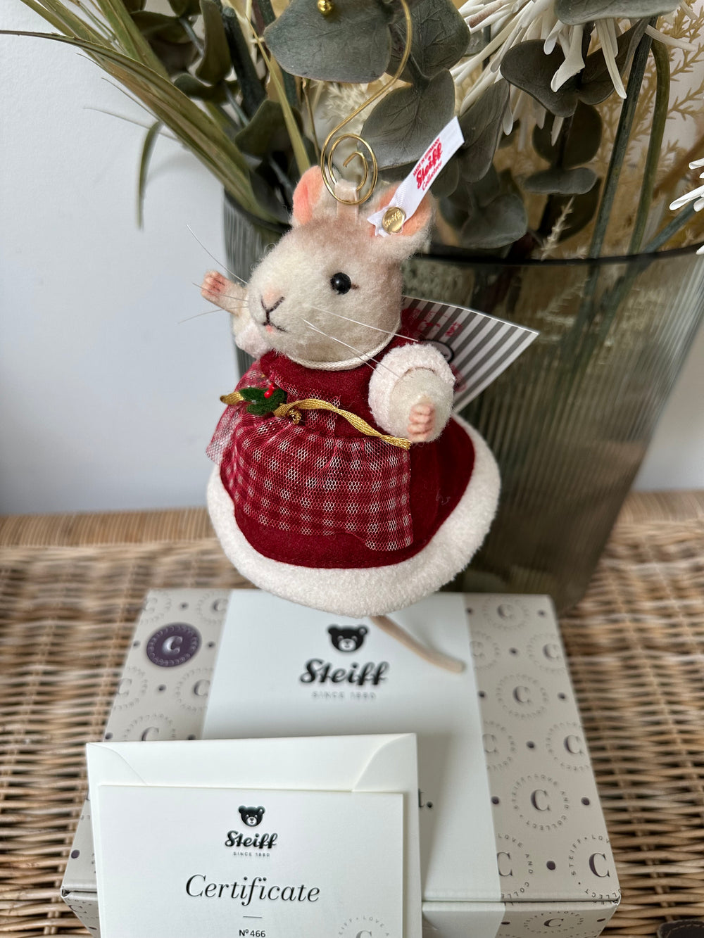Mrs Santa Mouse Steiff Christmas Decoration No 466