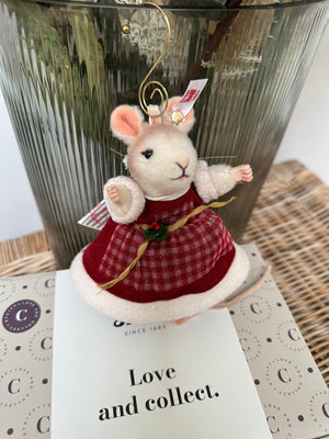 Mrs Santa Mouse Miniature Steiff Christmas Decoration No 466