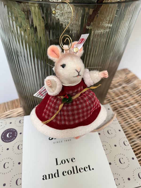 Mrs Santa Mouse Miniature Steiff Christmas Decoration No 466