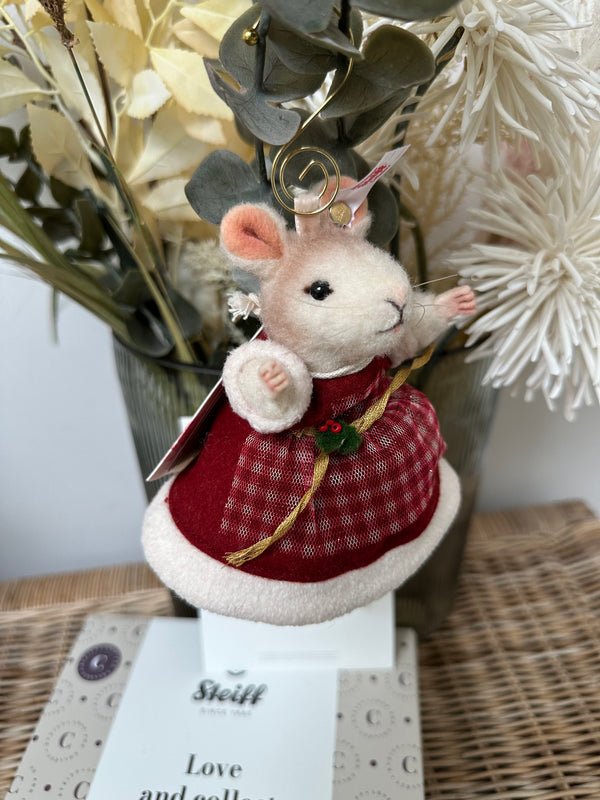 Mrs Santa Mouse Miniature Steiff Christmas Decoration No 466