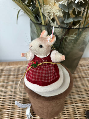 Mrs Santa Mouse Miniature Steiff Christmas Decoration No 466