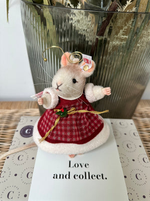 Mrs Santa Mouse Miniature Steiff Christmas Decoration No 466
