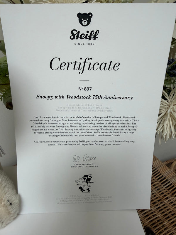 Snoopy with Woodstock Mohair Limited Edition Collectable Steiff  No 897