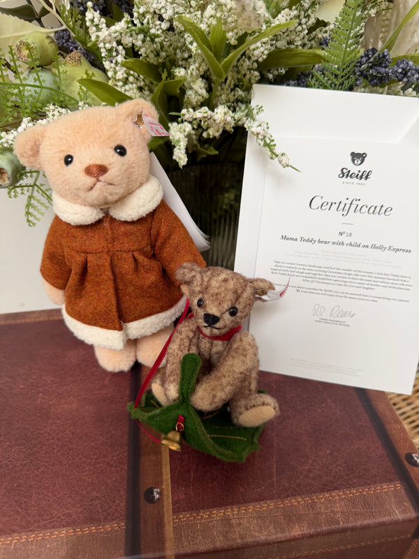 Mama Teddy Bear with child on Holly Express No 18