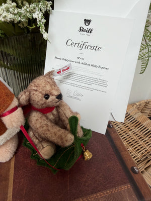 Mama Teddy Bear with child on Holly Express No 442