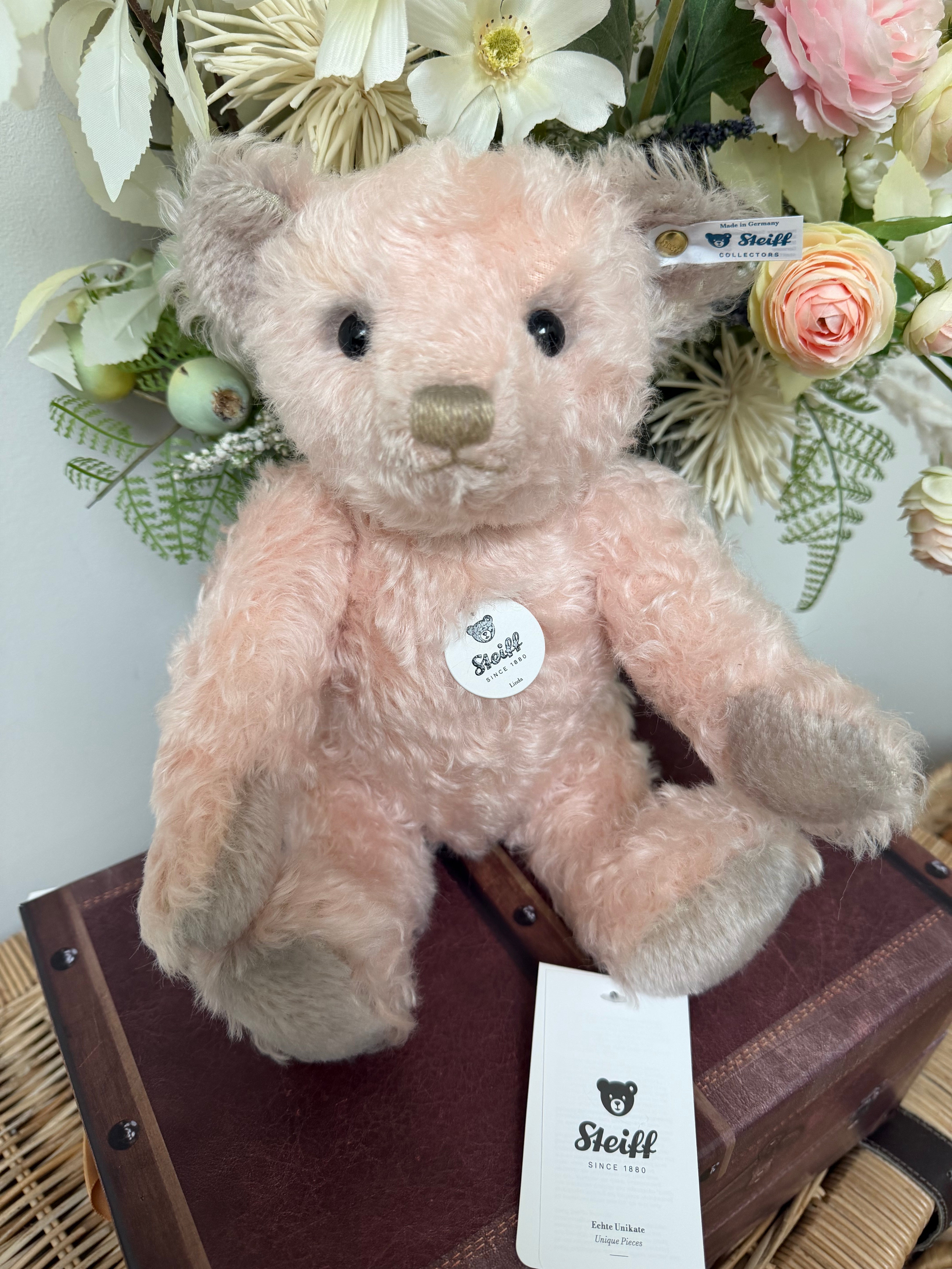 Linda Steiff 30cm Pink Mohair Classic Collectors Teddy Bear with Growl