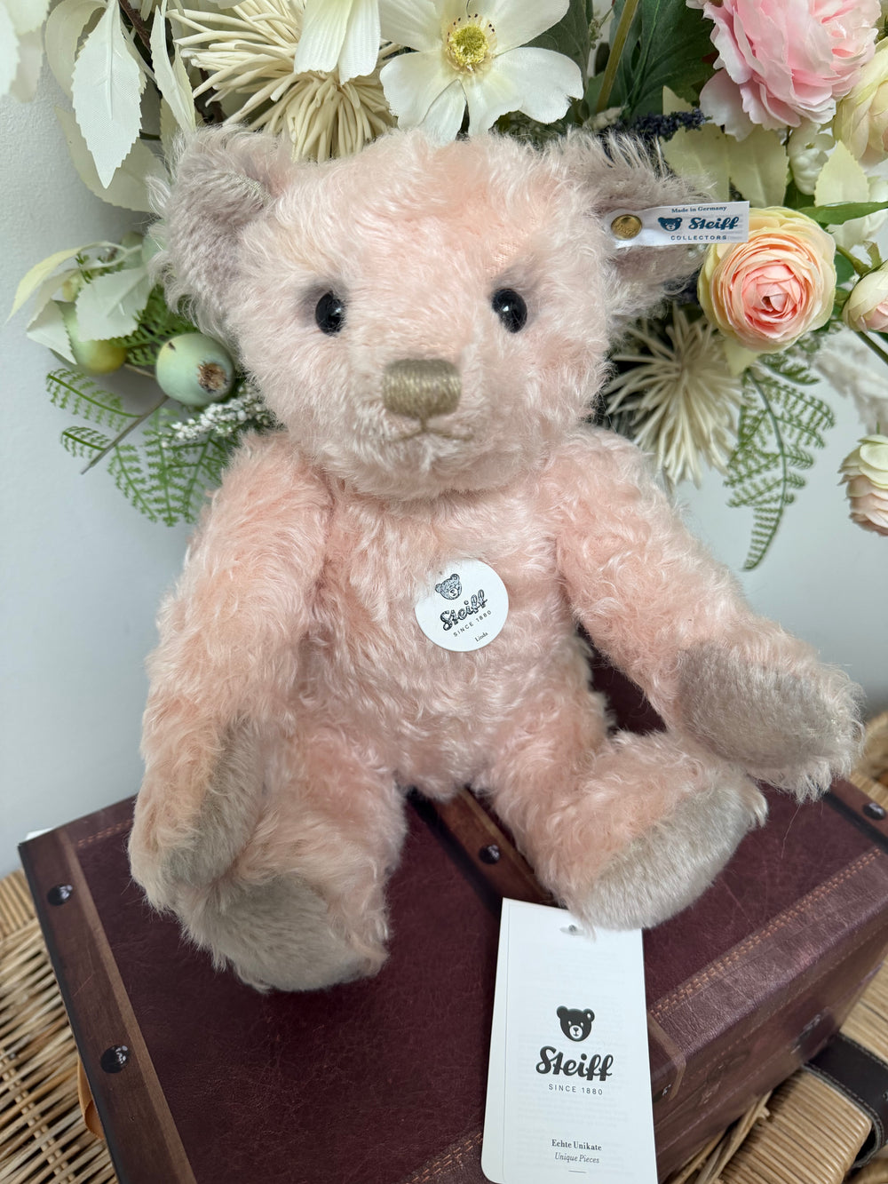Linda Steiff 30cm Pink Mohair Classic Collectors Teddy Bear with Growler