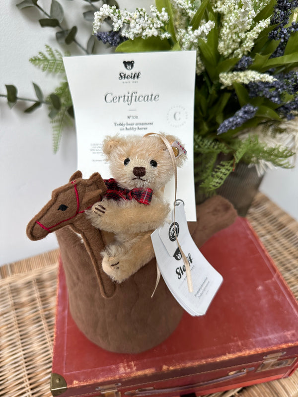 Steiff Teddy Bear Christmas Ornament with Miniature Hobby Horse Limited Edition No 328