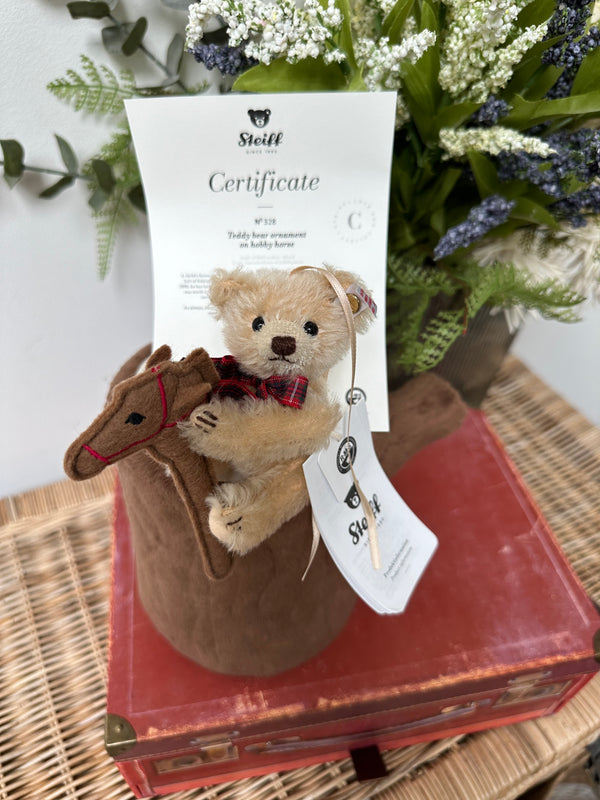 Steiff Teddy Bear Christmas Ornament with Miniature Hobby Horse Limited Edition No 328