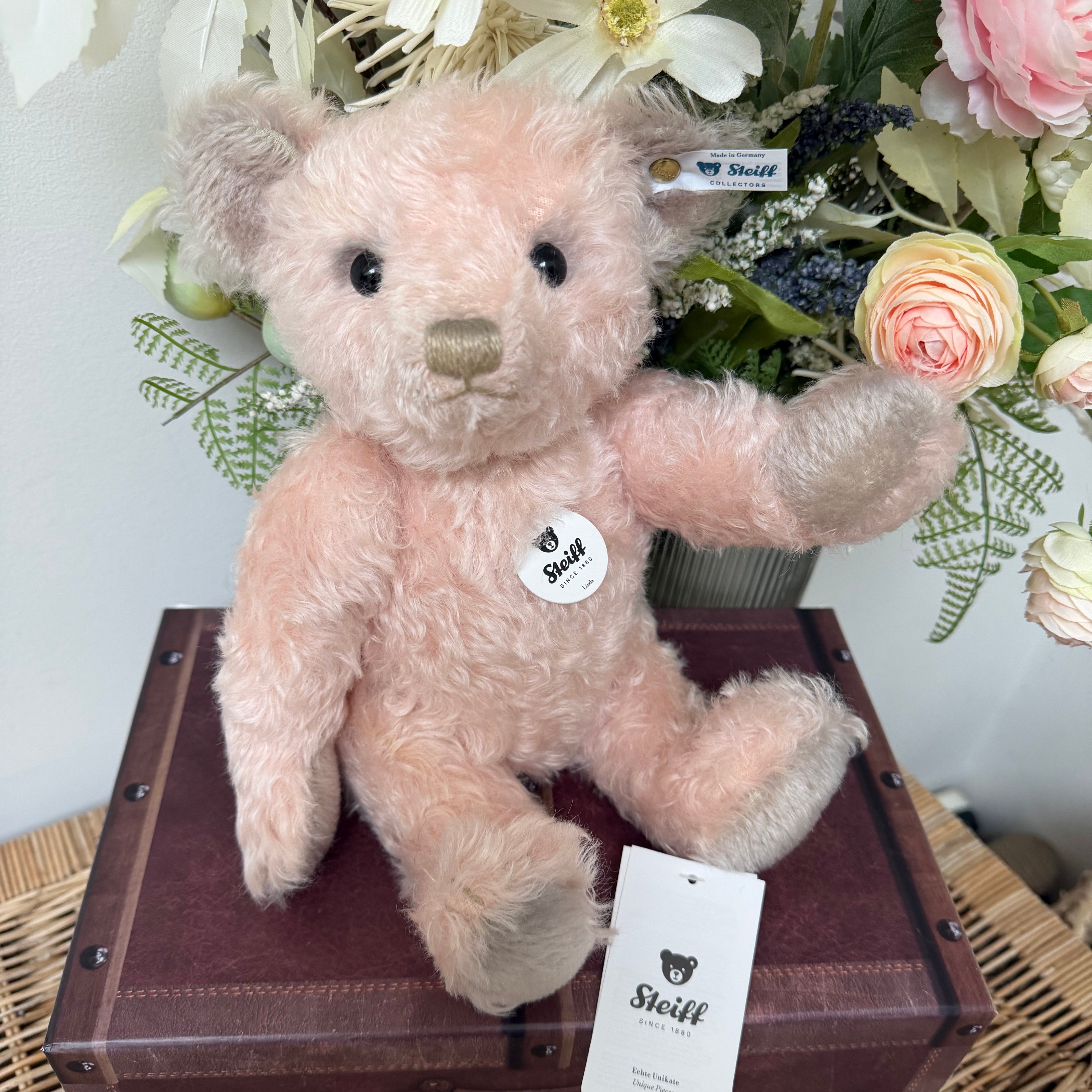 Linda Steiff 30cm Pink Mohair Classic Collectors Teddy Bear with Growl