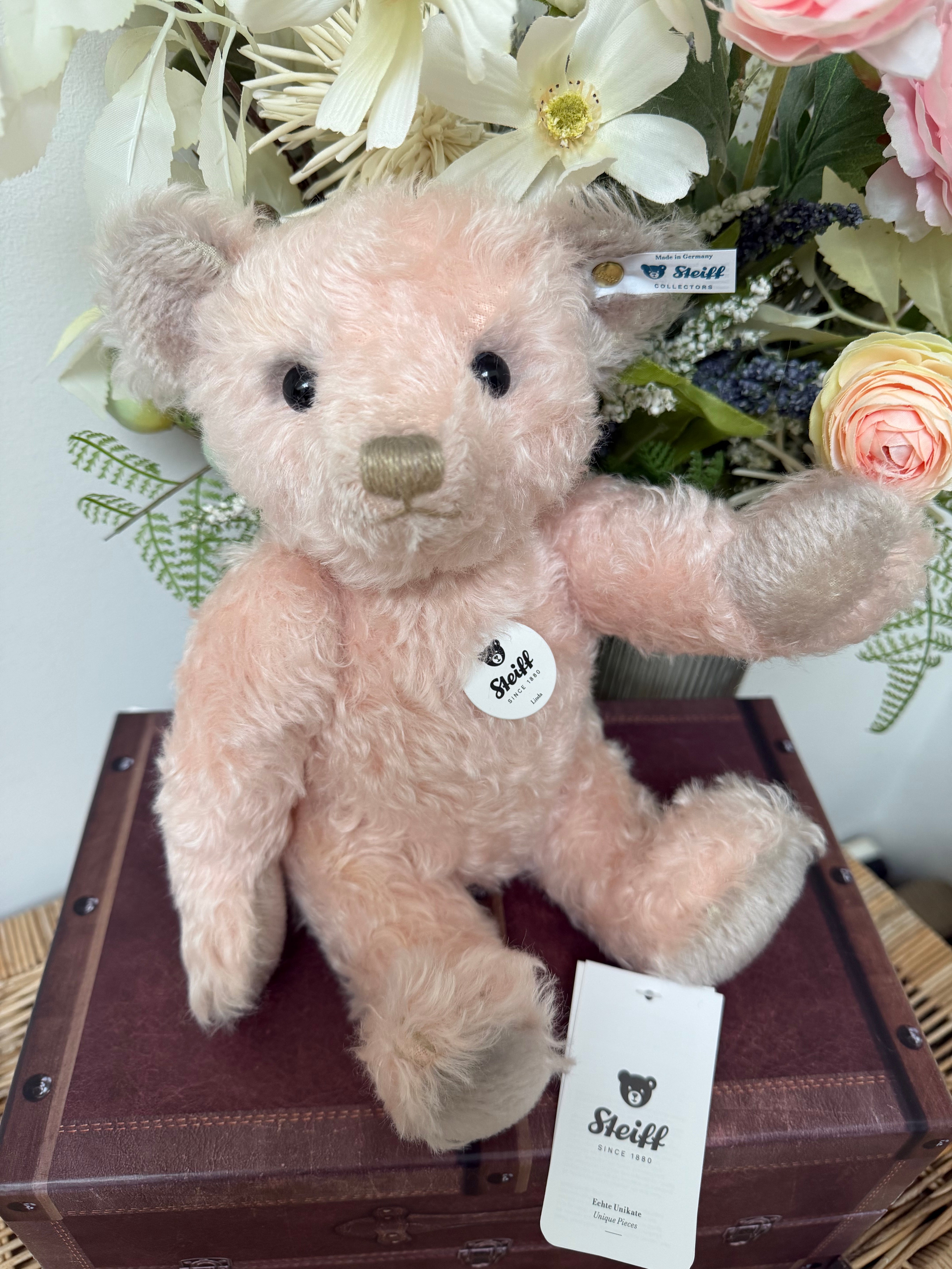 Linda Steiff 30cm Pink Mohair Classic Collectors Teddy Bear with Growl