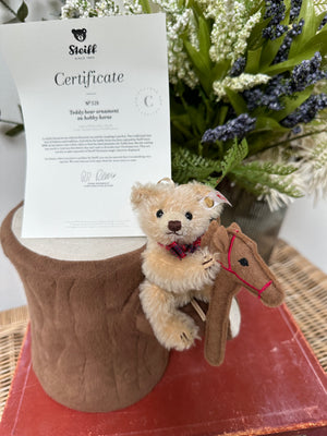Steiff Teddy Bear Christmas Ornament with Miniature Hobby Horse Limited Edition No 328