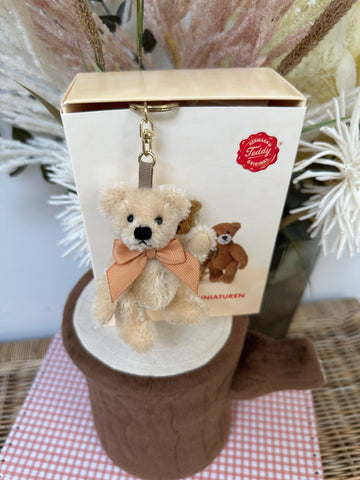 Teddy Beige Miniature 9cm Mohair Teddy Bear Keyring option A