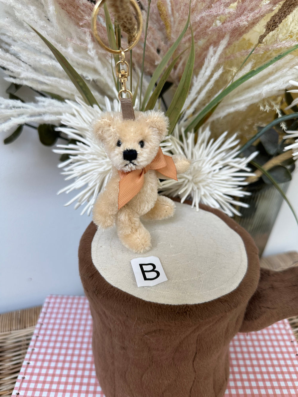 Teddy Herman Original Beige Miniature 9cm Mohair Teddy Bear Keyring