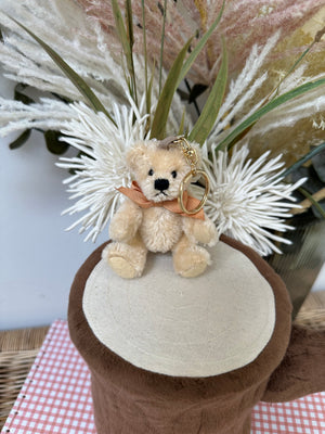 Teddy Herman Original Beige Miniature 9cm Mohair Teddy Bear Keyring
