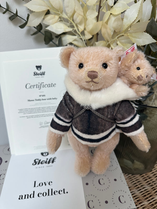 Mama Teddy Bear with Baby Steiff Christmas Collection No 695