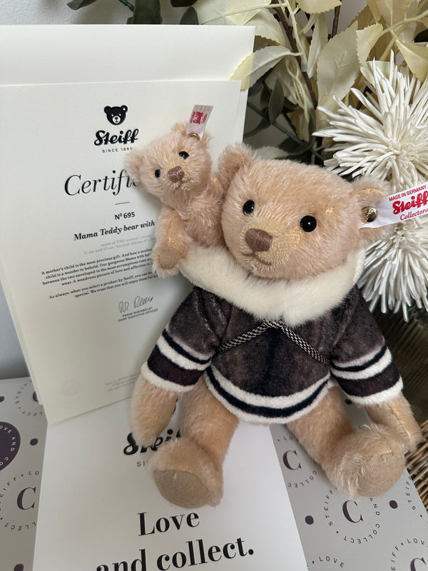 Mama Teddy Bear with Baby Steiff Christmas Collection No 695