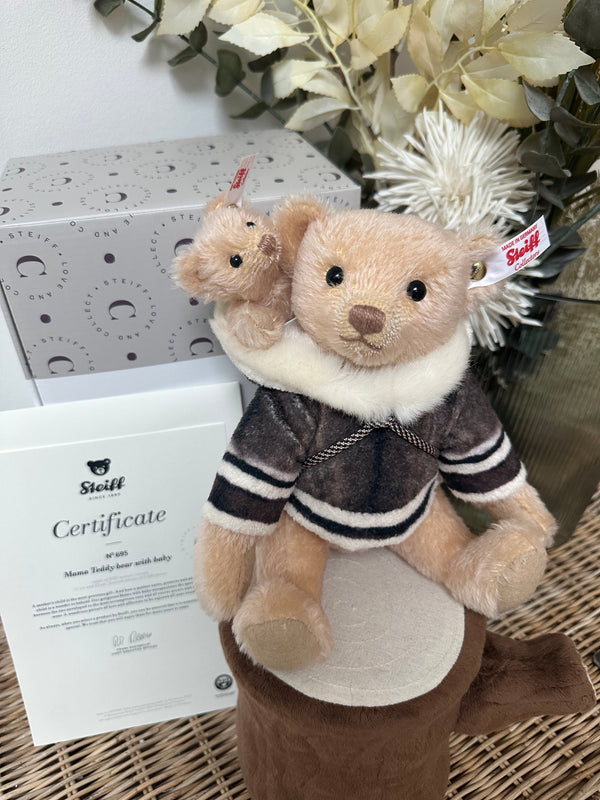 Mama Teddy Bear with Baby Steiff Christmas Collection No 695