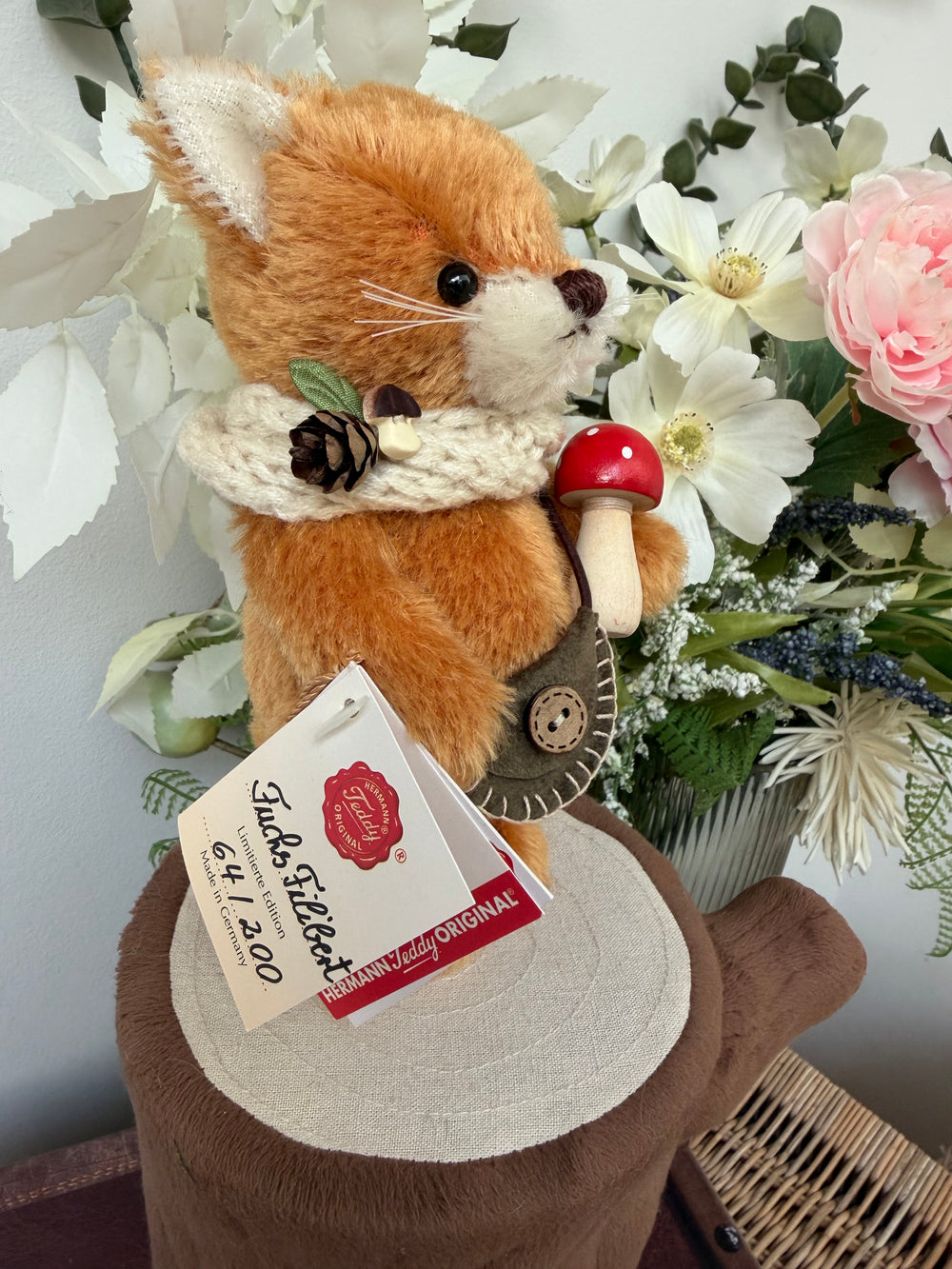 Fox Filbert 18cm Hermann Teddy Original Limited Edition Miniature Mohair Teddy Bear No 64