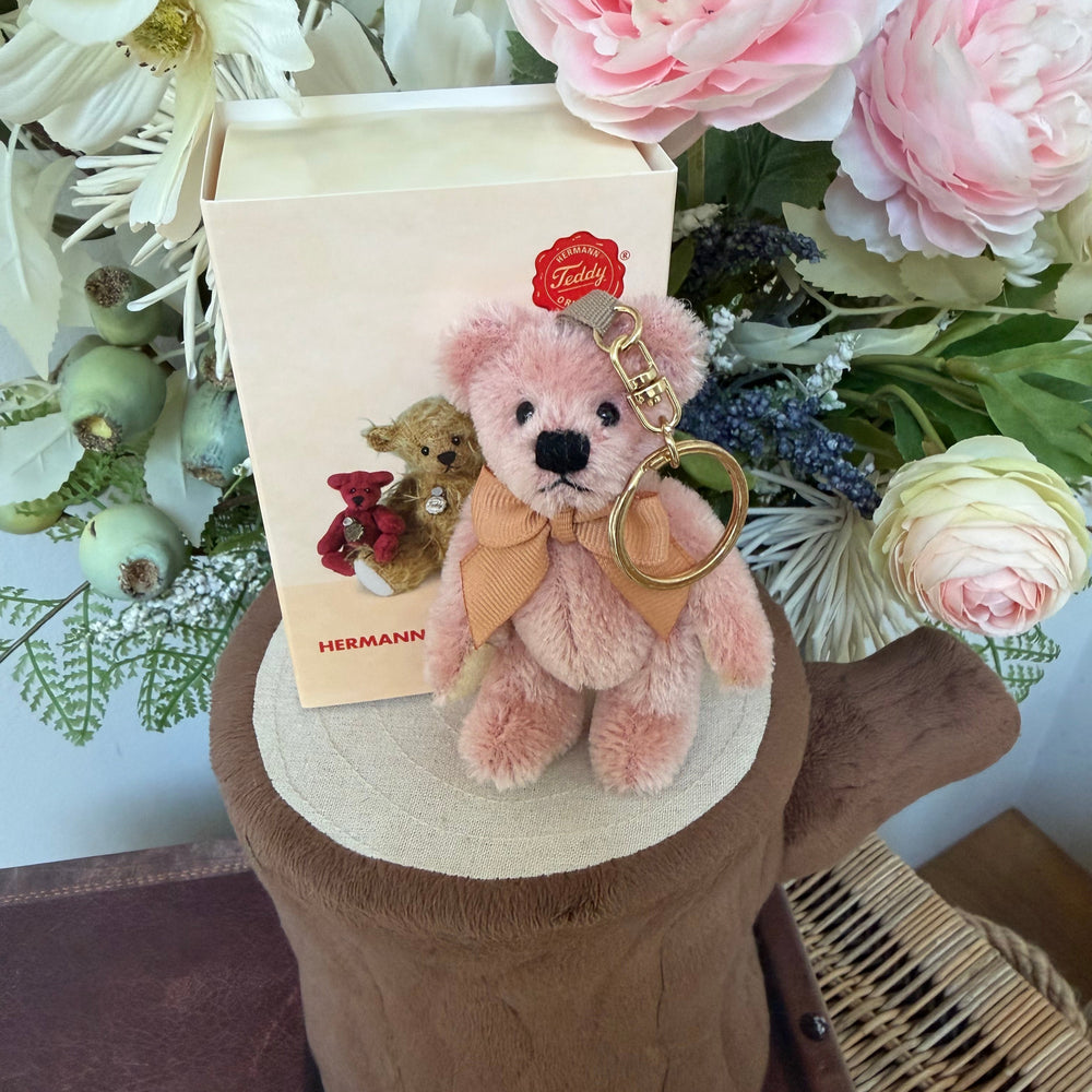 Pink Miniature 9cm Mohair Teddy Herman Original Teddy Bear Keyring