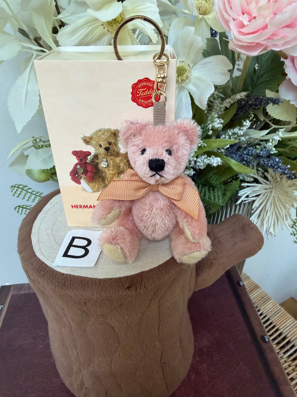 Pink Miniature 9cm Mohair Teddy Herman Original Teddy Bear Keyring