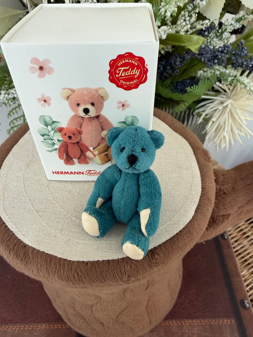 Hermann Teddy Original Turquoise 6cm Miniature Teddy Bear 15755-7