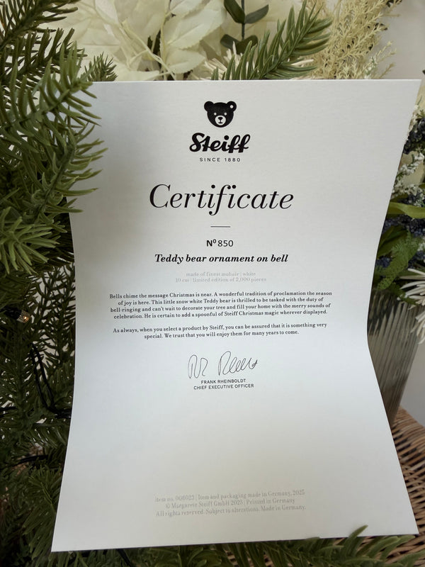 Christmas Steiff Miniature Teddy Bear Ornament No 850