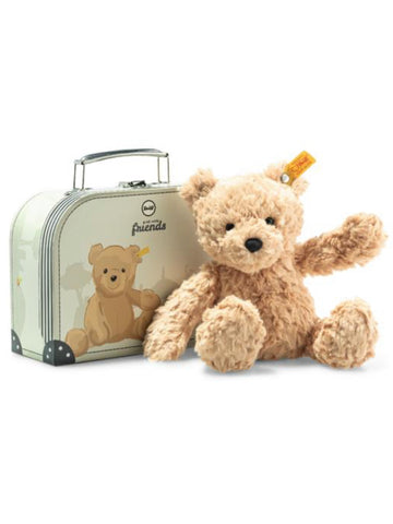 Jimmy Teddybear 25cm Steiff Plush Kids Teddy Bear in Brown Suitcase