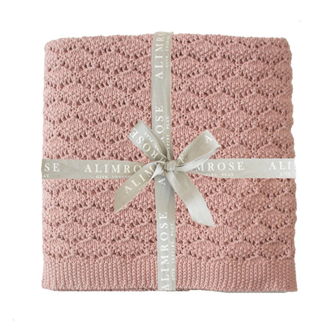 Petal Pink Heritage Knit Baby Blanket & Beechwood Teether Bundle