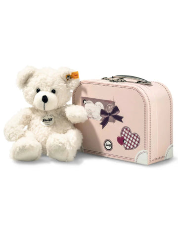 Lotte White 28cm Steiff Plush Kids Teddy Bear in Pale Pink Suitcase