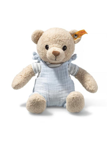 Nico 26cm GOTS Steiff Organic Teddy Bear in pastel Blue Dungarees